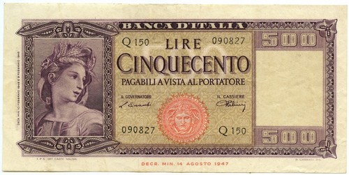 500 lire italia - lire, ornata