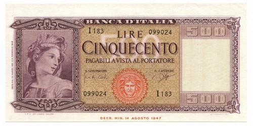 500 lire italia ornata - lire,
